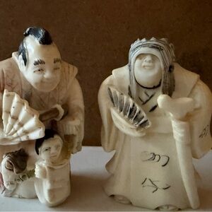 Elegant Cream and Black Figurine Set